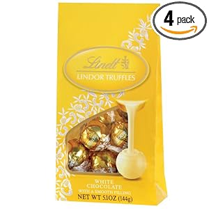 Lindt Lindor Truffles White Chocolate (12-Count), 5.1-Ounce Bags (Pack of 4)