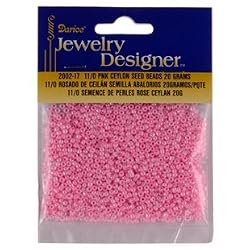 11/0 Glass Seed Beads, Ceylon, Pink, 20 Gram Pkg