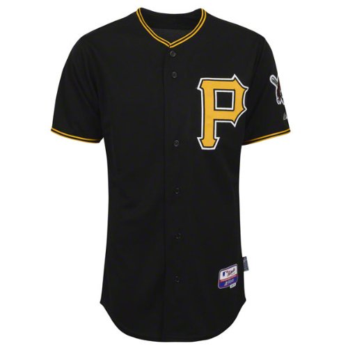 MLB Men's Pittsburgh Pirates Six Button Cool Base Authentic Alternate Jersey (Black, 52/XX-Large)