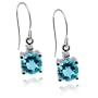 14k White Gold Round Swiss Blue Topaz and Diamond Earrings