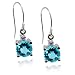 14k White Gold Round Swiss Blue Topaz and Diamond Earrings