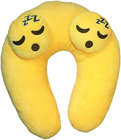 Giftoys Soft Plush Emoji U Neck Pillow with 2 Cute Emoji Protrusions to Massage Your Head (Sleepy)