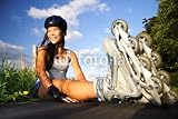 Wallmonkeys Peel and Stick Wall Decals - Woman on Inline Skates - Removable Graphic