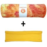 Sunburst Yogitoes mat size SKIDLESS yoga towel + marigold yellow hband stretchy headband combo by Absolute Yogi