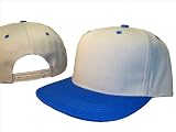Grey & Royal Blue Vintage Style Snap Back Flat Bill Adjustable Baseball Cap Hat