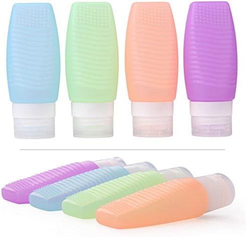 MyFriday (TM) Silicone Travel Bottles Make-up Brushes Cleaner, TSA Carry-on Approved - Squeezable &amp; Refillable Travel Containers for Shampo (Set of 4 - 2.5oz)