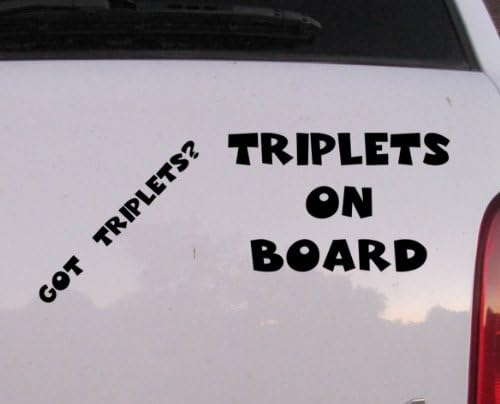 GET 2 decals Got Triplets? and Triplets on Board Matte Black Car Auto Window Sticker boy girl baby