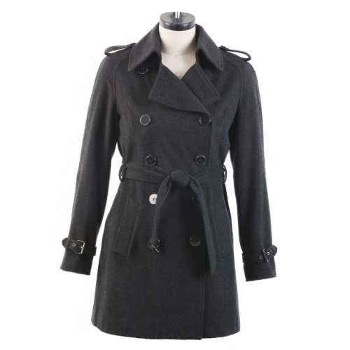 Phistic Women's Cashmere Blend Belted Trench Coat in Black or Dark Gray