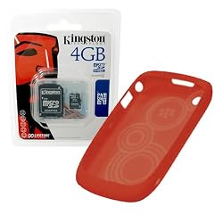 Blackberry OEM Butterfly Coral Embossed Silicone Skin Cover Case and Kingston 4GB microSDHC Class 4 Memory Card with SD Adapter for Blackberry Curve 8520