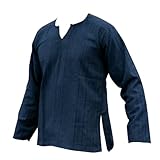 100% Cotton Fibre Open Neck Violet size L Shirt - Dark Blue Striped