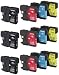 12Pk (3 Sets) COMPATIBLE LC65 LC-65 INK CARTRIDGES for BROTHER MFC 6490CW 5890CN 6690CW printers, SOLD BY betaInk