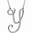 14k White Gold Fabulous Y Initial Diamond Necklace
