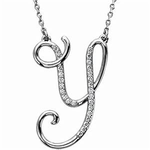 14k White Gold Fabulous Y Initial Diamond Necklace