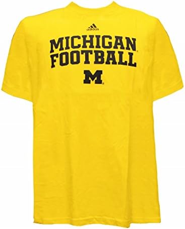 Adidas College Team Michigan Football Yellow Short Sleeve T-Shirt; Youth X-Large Size 18-20