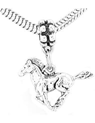 Sterling Silver Three Dimensional Horse Stallion Mustang Dangle Bead Charm