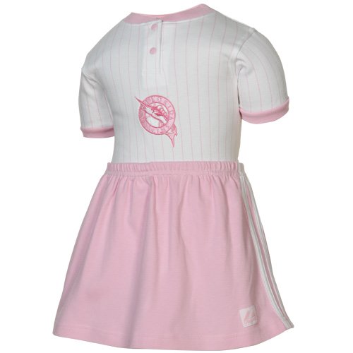 Majestic Florida Marlins Infant Girls Pink White Pinstripe Creeper & Skirt Set (12 Months)