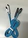 2 in 1 Charging Cord & Data Cable with Micro and Lightning Connectors. Flat cable design. Rapid charge and data sync - Cell Phone Smartphone two in one charger cable- 8 pin lightning / Micro to usb- Data Cable 3.3 feet for Apple iPhone iPhone 6 / 6 Plus, iPhone 5 / 5S / 5C, iPad Mini, iPad Air, iPod touch 5, iPod Nano 7 , Samsung, HTC, Motorola, Nexus, Nokia, LG, HP, Sony, Blackberry and more (BLUE)