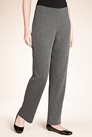 Flat Front Dogtooth Print Slim Leg Trousers