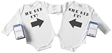 from Spoilt Rotten Spoilt Rotten - He Did It And She Did It Twin Set Babygrow / Bodysuit Funny Slogan 100 Organic Sizes 6-12 months WHITE + in funky Milk Carton