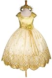 NEW Gold Flower Girl Pageant Easter Dress Sz 2 to 12 - Same Day Shipping. Orders Arrive in 3-5 Business Days