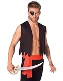 Mens Sexy Pirate Costume with Vest Sash and Eye Patch