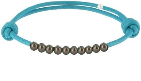 Les Poulettes Jewels - Cultured Freshwater Pearl Bracelet - Number 10 - Dyed Dark Grey Cultured Freshwater Pearls 4-5 mm on Waxed Cord - Turquoise Color