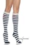 Acrylic Stripe Sailor Knee High With Crochet Eyelet Lace Trim Top