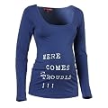 Umstandsshirt noppies ~ HERE COMES TROUBLE ~ stretchiges long Shirt S0122