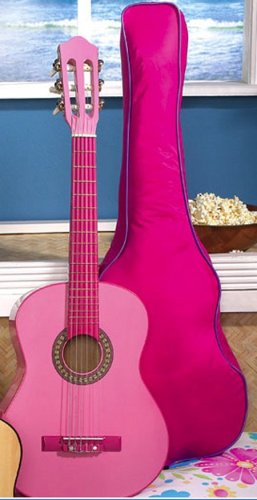 PINK 31 Wood Guitar with Case a Genuine Wood Guitar with Real Steel Strings & a Case Too!