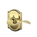 SCHLAGE Accent Lever with Camelot Trim Non-Turning Lock in Bright Brass - Right Handed - F170 ACC 605 CAM RH