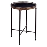 26" Traditional Round Copper Colored Accent Table with Raised Border