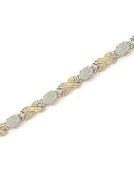 14kt Yellow Gold Oval Opal and Diamond Bracelet