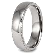 Millgrain Edge Domed High Polished Titanium Ring (5mm) - Sizes 5 - 13