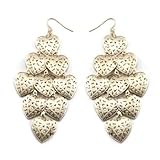 Gold Tone Cascading Filigree Heart Earrings
