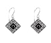 Earrings - E415 - Crystal Diamond Shaped Earrings - Sterling Silver Ear Wire ~ Jet and Black Diamond (Black and Grey / Gray)