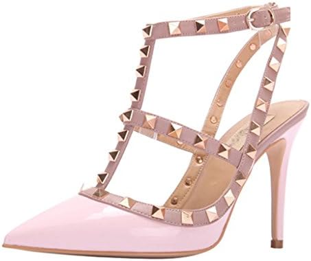 Littleboutique Girls Womens Pointed Toe Strap Sandals Evening Party Rivet Dress Pump Heels