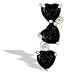 14K White Gold Genuine Heart Black Onyx and Diamond 3-Stone Pendant