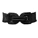 Black Weaved Elastic Cinch Belt With Snap Closure