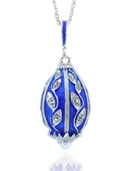 Fine Jewelry Beautiful Blue Egg Pendant Reversible Sterling Silver 925 Hand Enameled