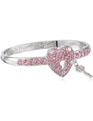 Betsey Johnson "Holiday Boxed" Gift Box with Crystal Heart Hinged Bangle Bracelet, 7.5"