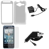 GTMax White Snap on Rubberized Case + LCD Screen Protector + Car Charger +  ....