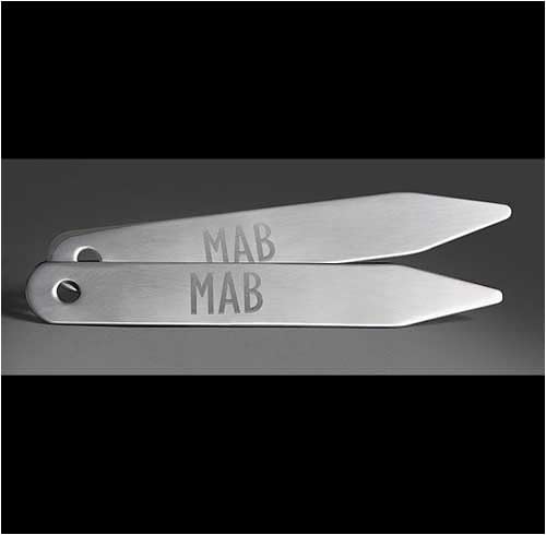 Stayclip Set of 16 Polished Titanium Monogrammed Collar Stays