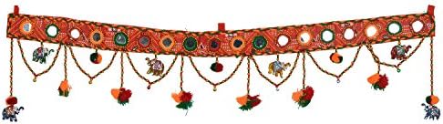 Banderwal Handmade Door Hanging Door Décor Toran Door Sign Tapestry for Subh Labh Good Luck Prosperity From Holy Shrine (90 Cm X 16 Cm, Wa108)