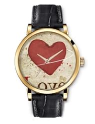 SPRAWL Aanalog Fashion Series Gold Ladies Watches of Genuine Black Leather Strap,Unique Wrist Watch for Women Girls Designed with Heart