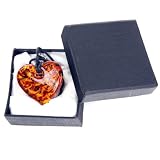 Amber Glass Love Heart Necklace Costume Jewellery This comes in a Lovely Fabric Lined Gift Box with Free Giftwrap of Choice and Matching Gift Card Perfect Birthday Gift