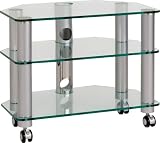  : Optimum Fusion LCD650 3 Shelf Television Or Hi-Fi Stand - Pearl Grey Rods With Clear Glass