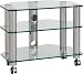 Electronics : Optimum Fusion LCD650 3 Shelf Television Or Hi-Fi Stand - Pearl Grey Rods With Clear Glass