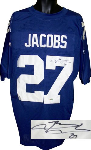 Brandon Jacobs Signed New York Giants Blue Reebok Authentic Jersey- Steiner Hologram