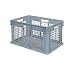 Akro-Mils 37612 24-Inch by 16-Inch by 12-Inch Straight Wall Container Tote with Mesh Sides and Mesh Base, Case of 3, Grey
