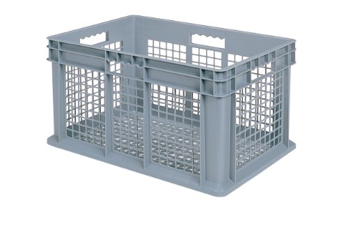 Akro-Mils 37612 Straight Wall Container Tote with Mesh Sides and Mesh Base, 24-Inch by 16-Inch by 12-Inch, 3 Tote per case, Grey